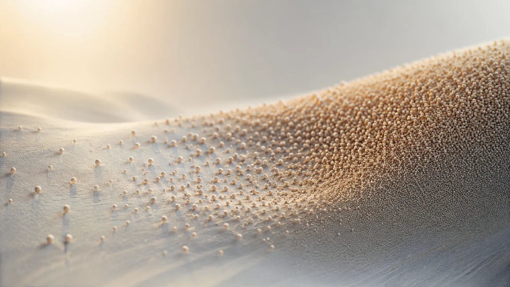 Bright illustration of small particles growing denser to represent consuming pressure